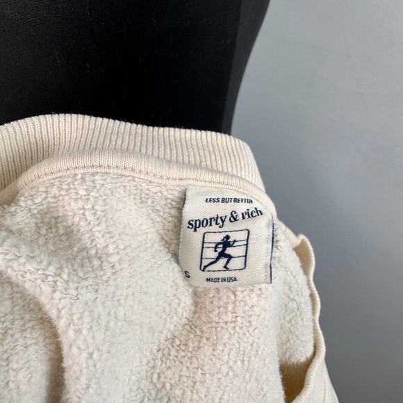 Sporty & Rich PRINCE Racquet & Health Club Crewneck Women's S Beige Tennis USA - Picture 6 of 7